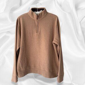 Lands’ End Men’s Quarter Zip Cotton Sweater Beige Size L | Mock Neck Neutral
